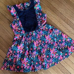 💕HARTSTRINGS size 7 girls dressy floral dress bright pink blue
